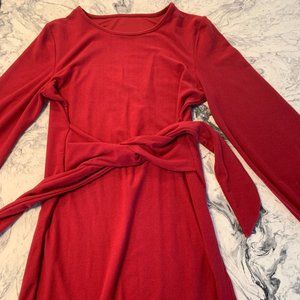 Women's long-sleeve red dress